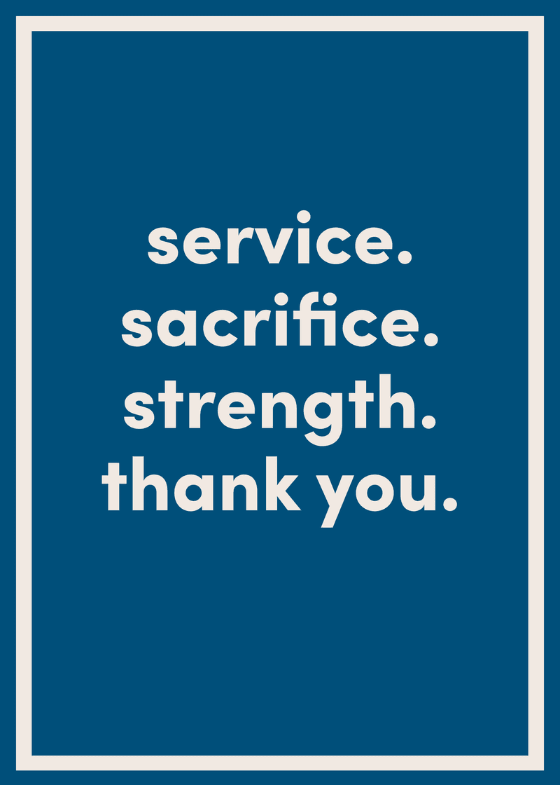 Thank You For Your Sacrifice Greeting Card A2